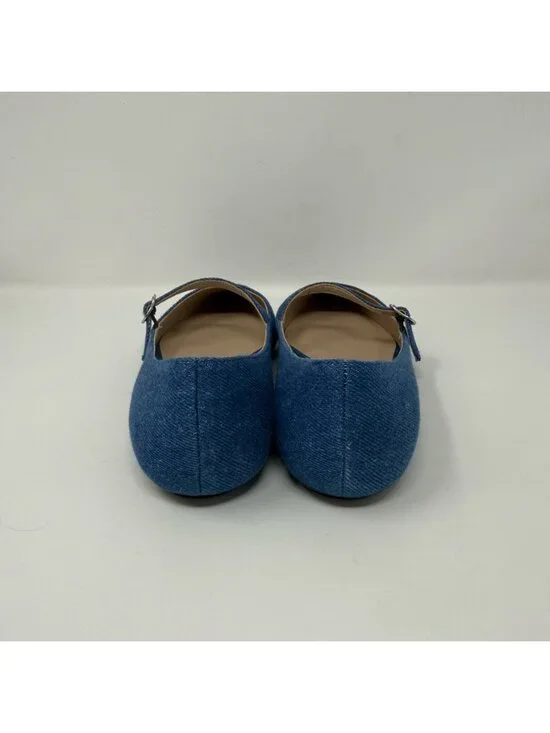 New Stuart Weitzman Emilia Mary Jane Ballerina Flats Denim Sz 8 - Picture 4 of 14